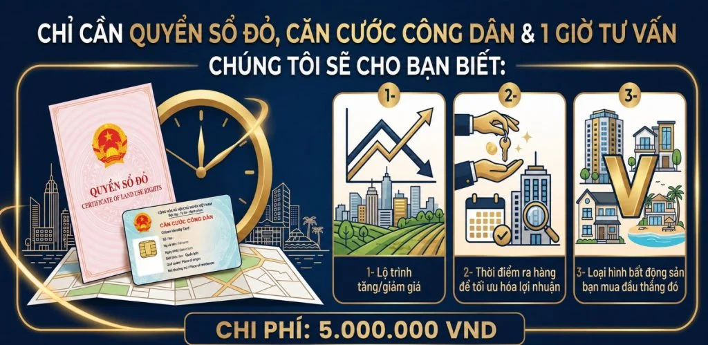 Infographic dịch vụ tư vấn thăm khám bất động sản qua sổ đỏ và căn cước công dân