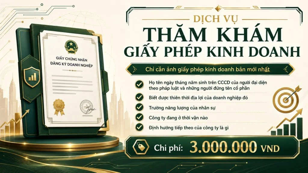 Infographic dịch vụ thăm khám giấy phép kinh doanh - Đọc vị thời vận và nhân sự bứt phá doanh nghiệp